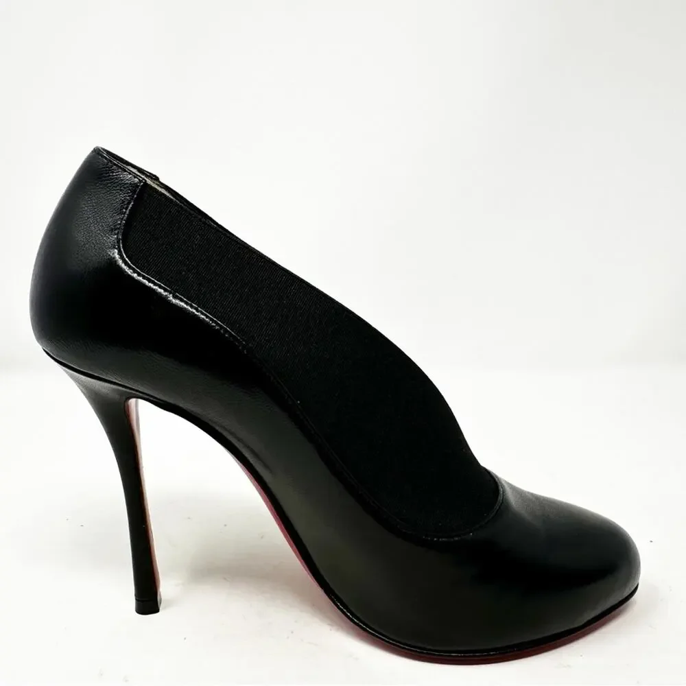 Christian Louboutin Toot Couverte Black Leather Ankle Boots Womens Size EU 36.5